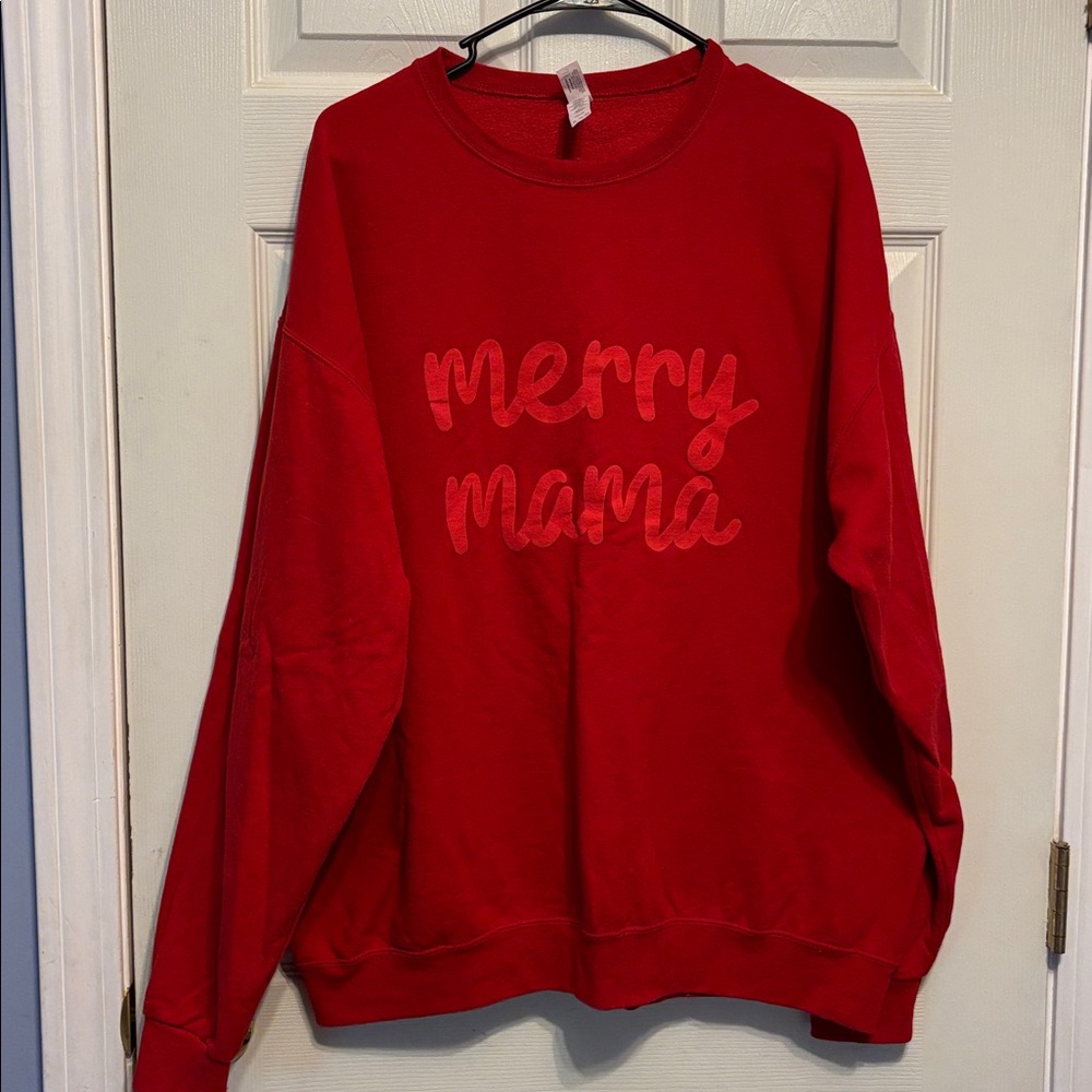 Oversized Red ‘Merry Mama’ Pullover